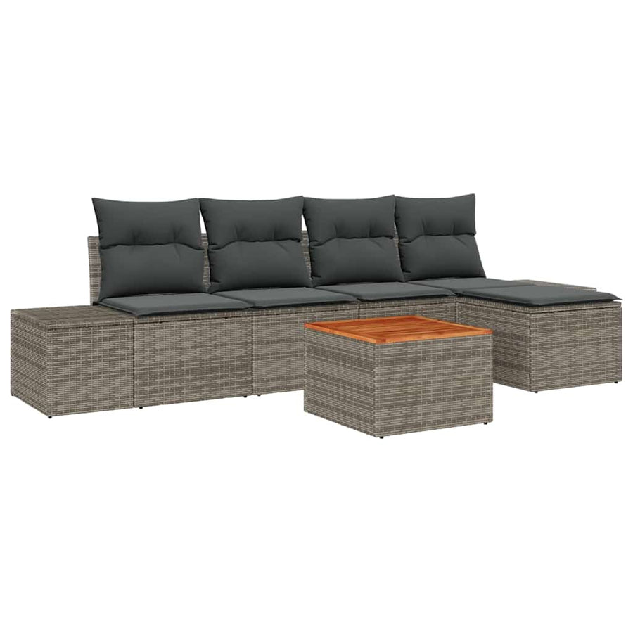 Garden Sofa Set 6 pcs Grey Poly Rattan