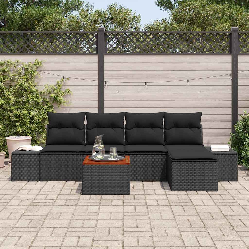 Garden Sofa Set 6 pcs Black