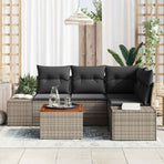 Garden Sofa Set 5 pcs Grey Poly Rattan