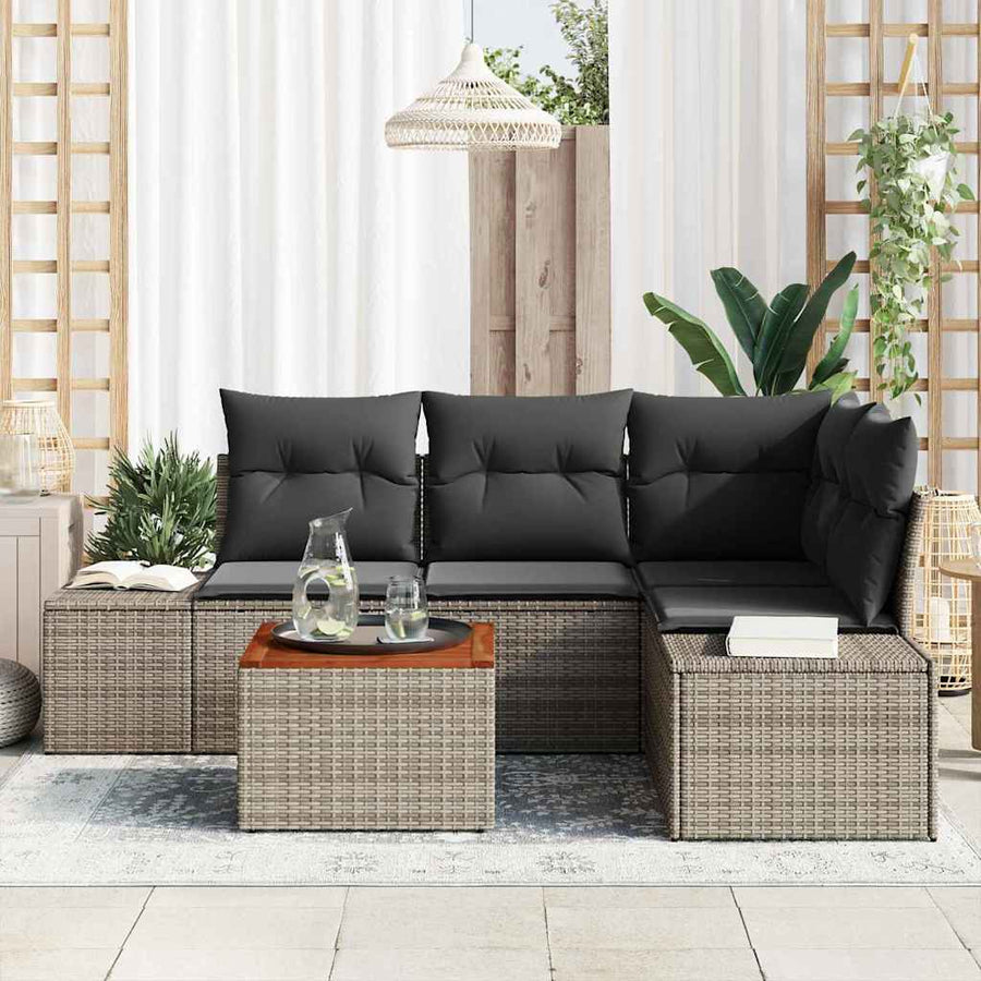 Garden Sofa Set 5 pcs Grey Poly Rattan