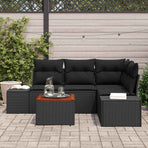 Garden Sofa Set 5 pcs Black Poly Rattan