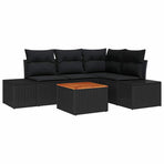 Garden Sofa Set 5 pcs Black Poly Rattan