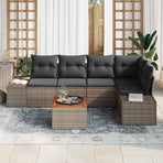 Garden Sofa Set 6 pcs Grey Poly Rattan