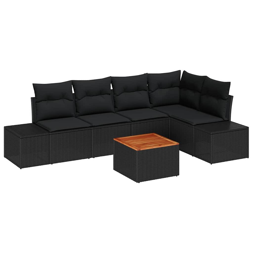Garden Sofa Set with Storage 6 pcs Black Poly Rattan