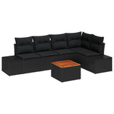 Garden Sofa Set with Storage 6 pcs Black Poly Rattan
