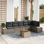 Garden Sofa Set 7 pcs Grey Poly Rattan