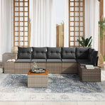 Garden Sofa Set 7 pcs Grey Poly Rattan