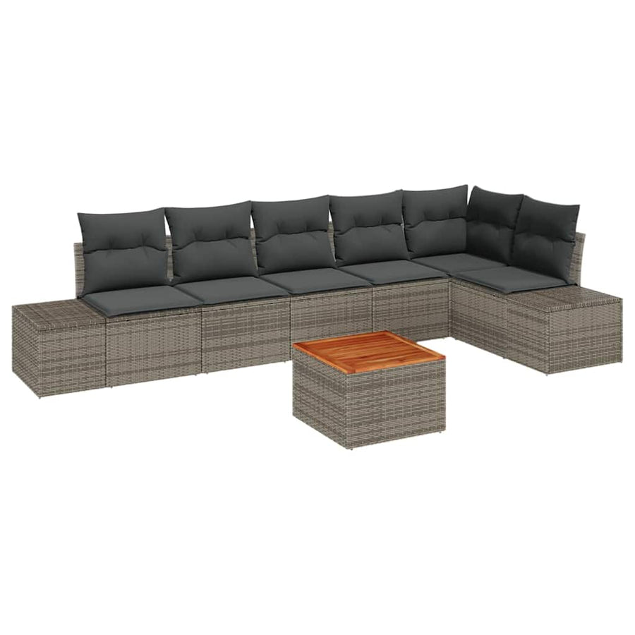 Garden Sofa Set 7 pcs Grey Poly Rattan