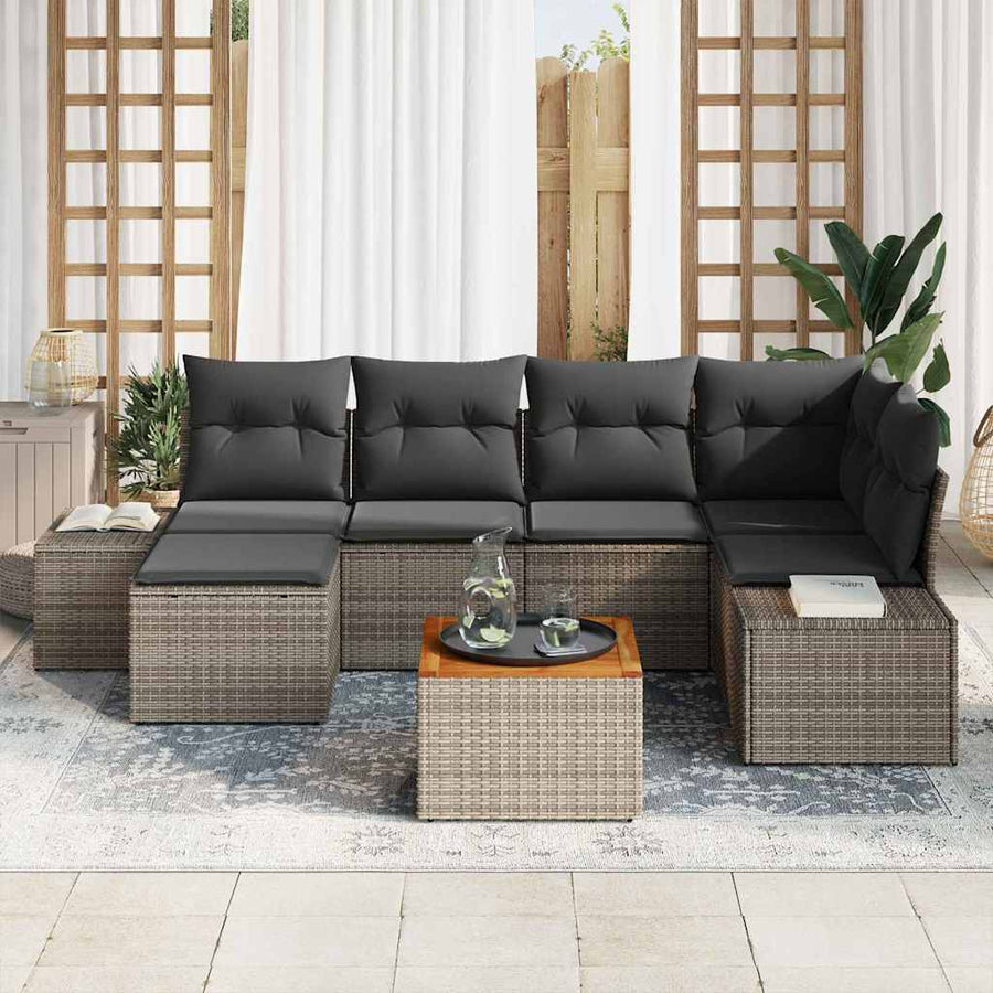 Garden Sofa Set 7 pcs Grey