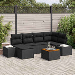 Garden Sofa Set 7 pcs Black