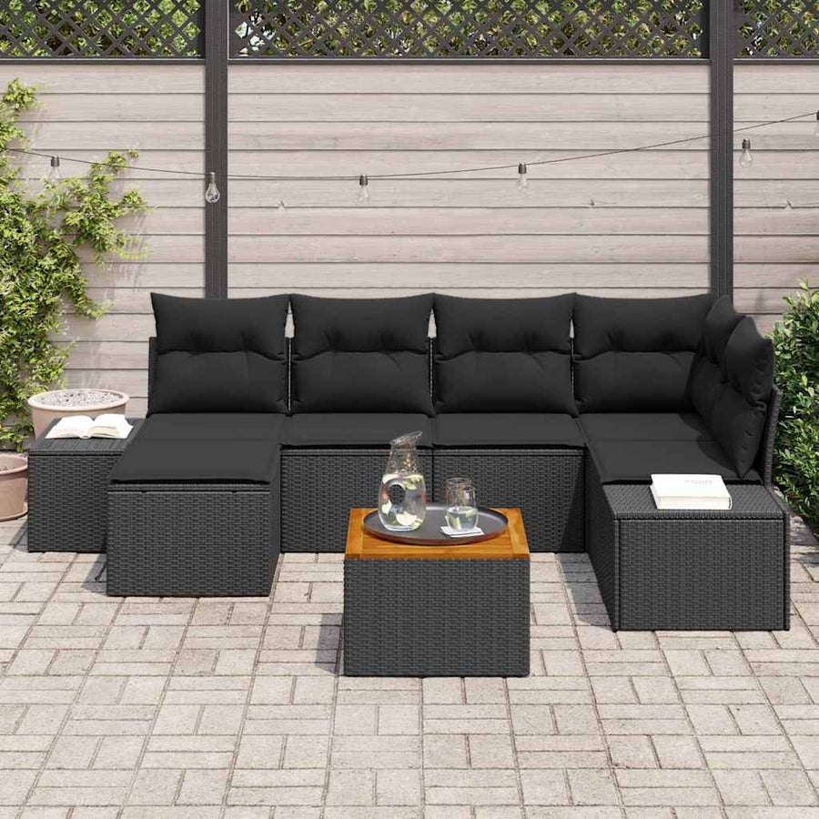 Garden Sofa Set 7 pcs Black