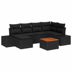 Garden Sofa Set 7 pcs Black
