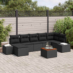 Garden Sofa Set 8 pcs Black
