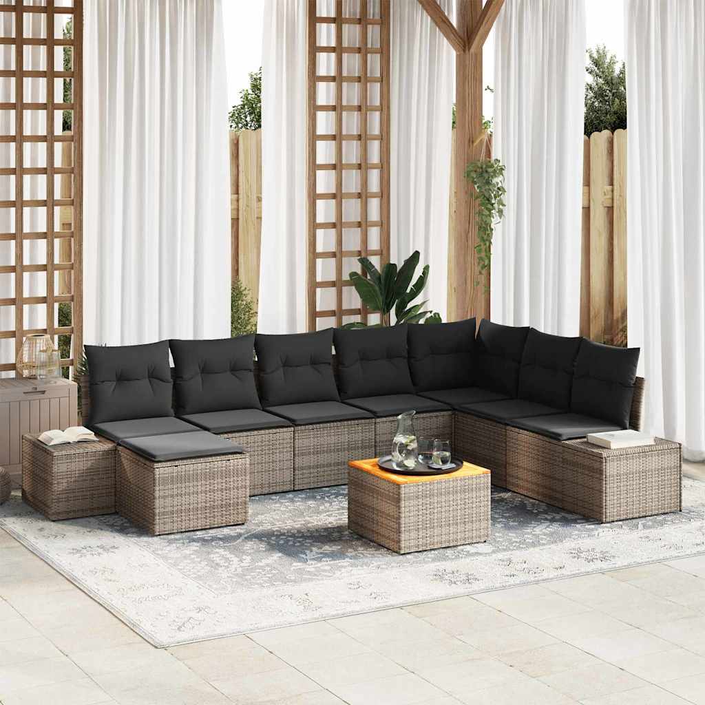 Garden Sofa Set 9 pcs Grey