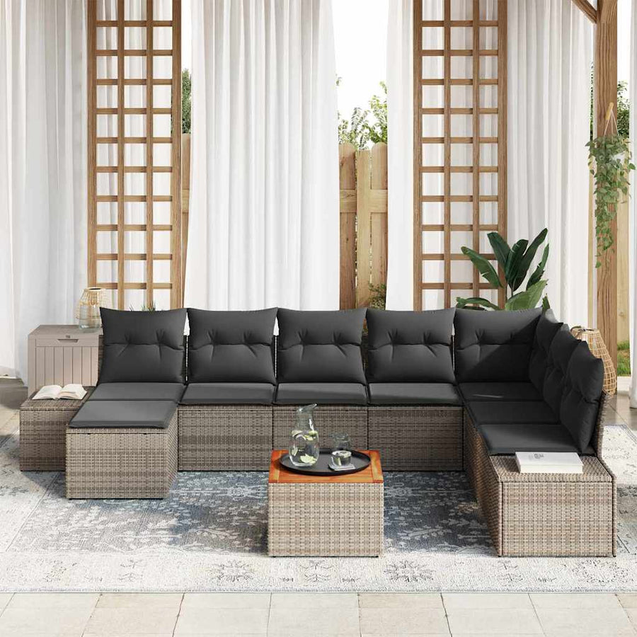 Garden Sofa Set 9 pcs Grey
