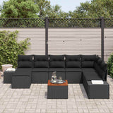 Garden Sofa Set 9 pcs Black - Side View