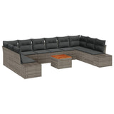 Garden Sofa Set with Storage 11 pcs Grey