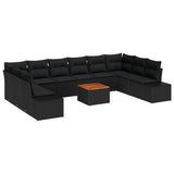 Garden Sofa Set with Storage 11 pcs Black