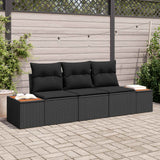 Garden Sofa Set with Storage 3 pcs Black Poly rattan