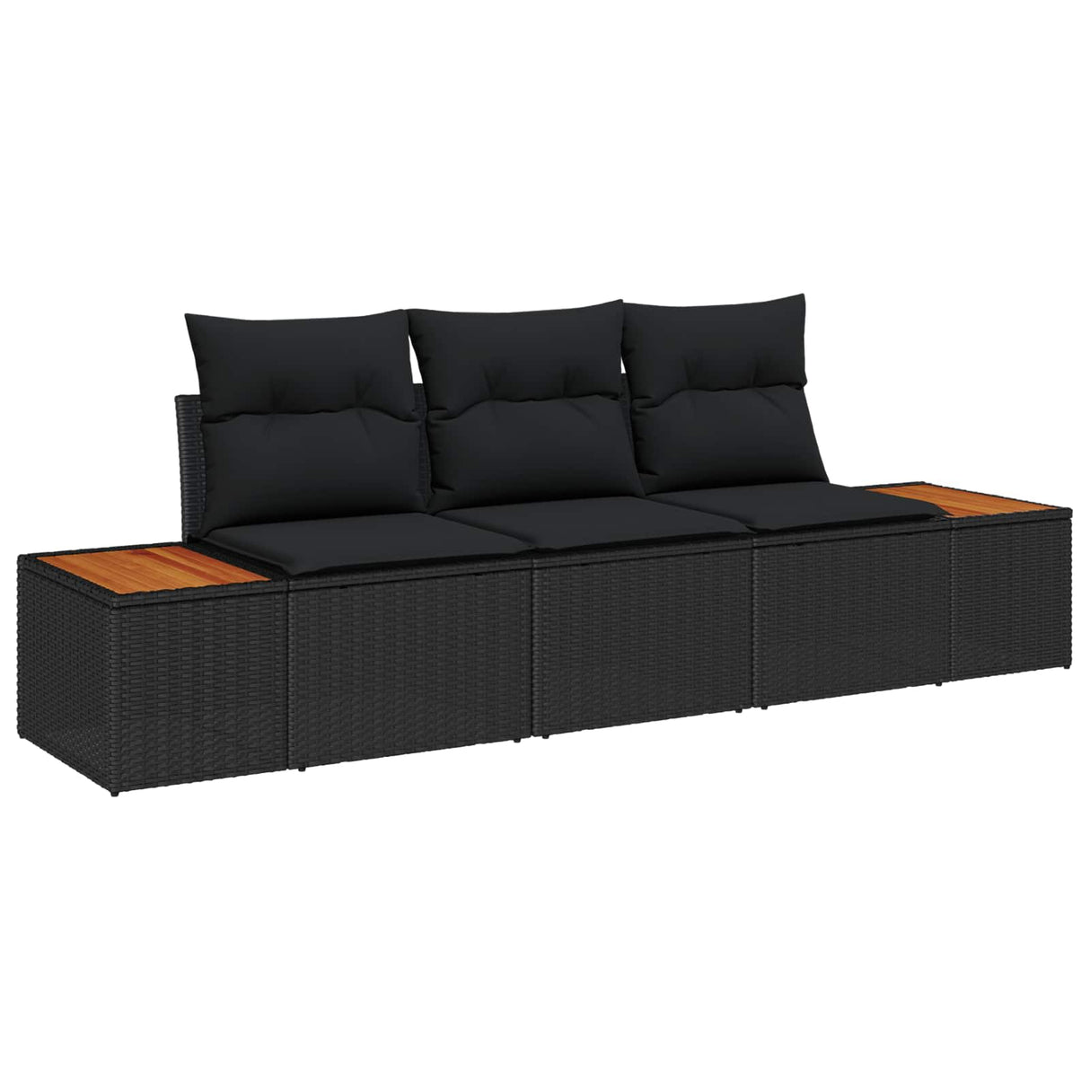 Garden Sofa Set with Storage 3 pcs Black Poly rattan