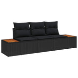 Garden Sofa Set with Storage 3 pcs Black Poly rattan