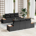 Garden Sofa Set 7 pcs Black Poly rattan