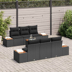 Garden Sofa Set 7 pcs Black Poly rattan