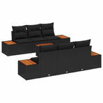 Garden Sofa Set 7 pcs Black Poly rattan