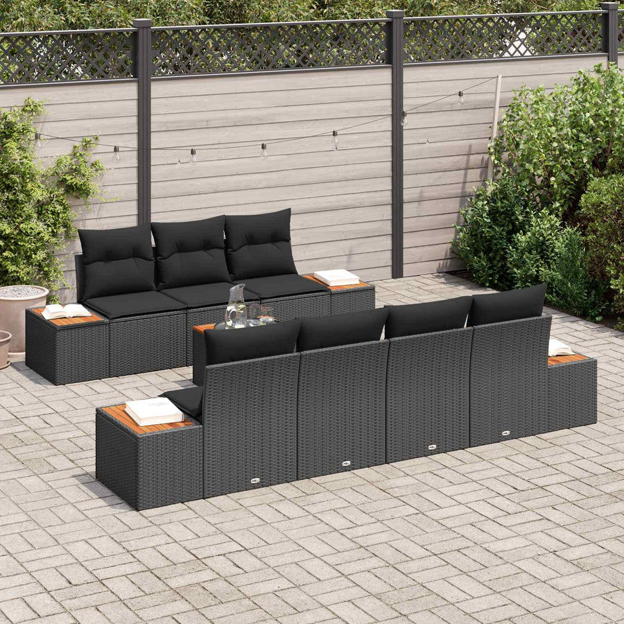 Garden Sofa Set 8 pcs Black Poly rattan