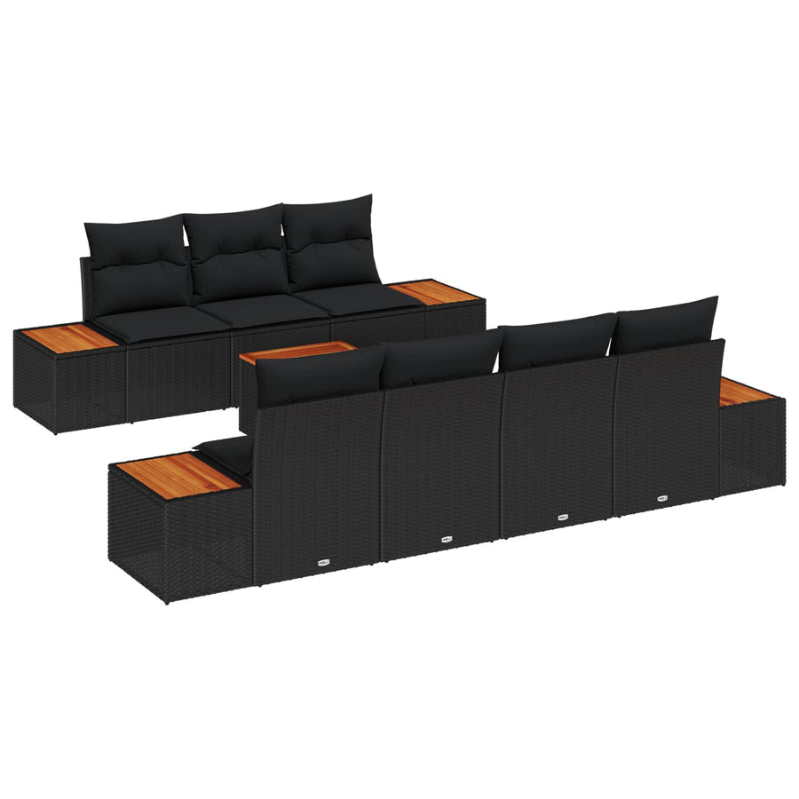 Garden Sofa Set 8 pcs Black Poly rattan