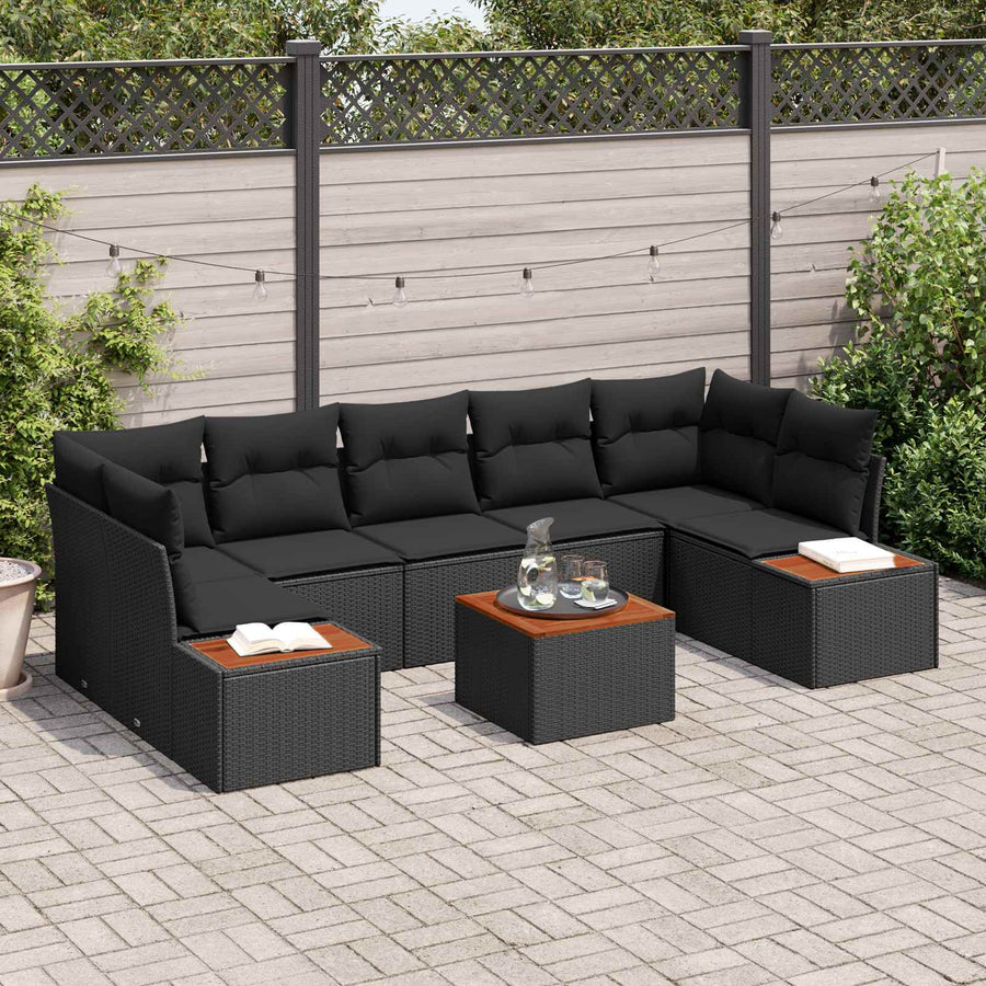 Garden Sofa Set 8 pcs Black Poly rattan