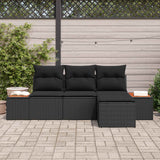 Garden Sofa Set with Cushion 4 pcs Black Poly Rattan - Side View