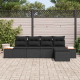 Garden Sofa Set with Cushion 6 pcs Black Poly Rattan