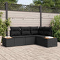 Garden Sofa Set 4 pcs 4-Seater Black Poly Rattan