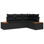 Garden Sofa Set 4 pcs 4-Seater Black Poly Rattan