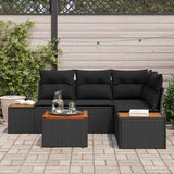 Garden Sofa Set 5 pcs Black 209 x 154 x 85 cm Poly rattan - Side View