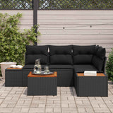 Garden Sofa Set with Cushion 4 pcs Black Poly Rattan