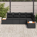 Garden Sofa Set 5 pcs 5-Seater Black Poly rattan, image 3