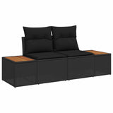 Garden Sofa Set with Cushion 5 pcs Black Poly rattan