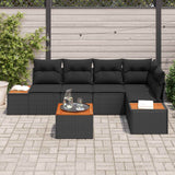 Garden Sofa Set with Cushion 6 pcs Black Poly rattan