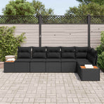 Garden Sofa Set 6 pcs 6-Seater Black Poly Rattan