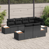 Garden Sofa Set with Cushion 7 pcs Black Poly Rattan - Side View