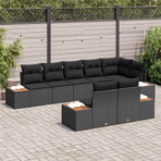 Garden Sofa Set 8 pcs 8-Seater Black [Synthetic]: Poly Rattan