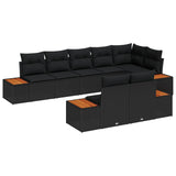 Garden Sofa Set with Cushion 8 pcs Black Poly Rattan