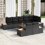 Garden Sofa Set with Cushion 8 pcs Black Poly Rattan