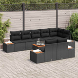 Garden Sofa Set with Cushion 8 pcs Black Poly Rattan