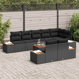 Garden Sofa Set with Cushion 8 pcs Black Poly Rattan - Side View