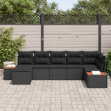 Garden Sofa Set with Cushion 8 pcs Black Poly Rattan - Side View