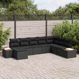 Garden Sofa Set with Cushion 9 pcs Black Poly Rattan