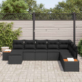 Garden Sofa Set with Cushion 9 pcs Black Poly Rattan - Side View